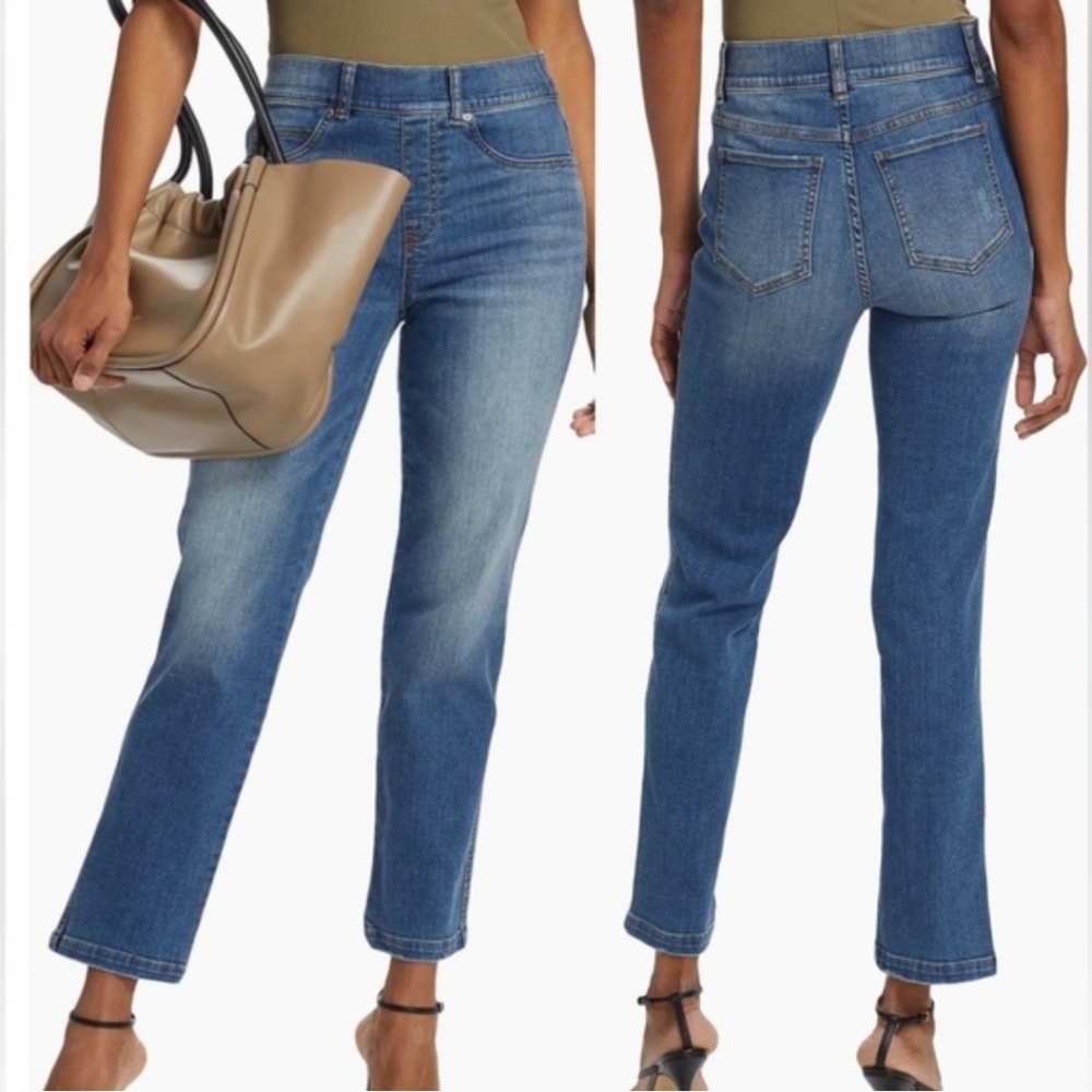 Spanx Straight Leg Ankle Jean Vtg Indigo 20356R Belt Loop Pull On $128 Small